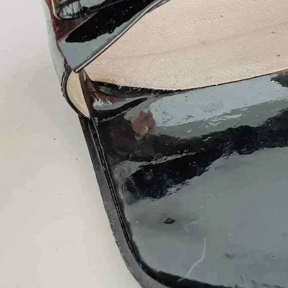 Y2K Pied A Terre Vintage Patent Leather Square Toe Acrylic Heels - Picture 9 of 9